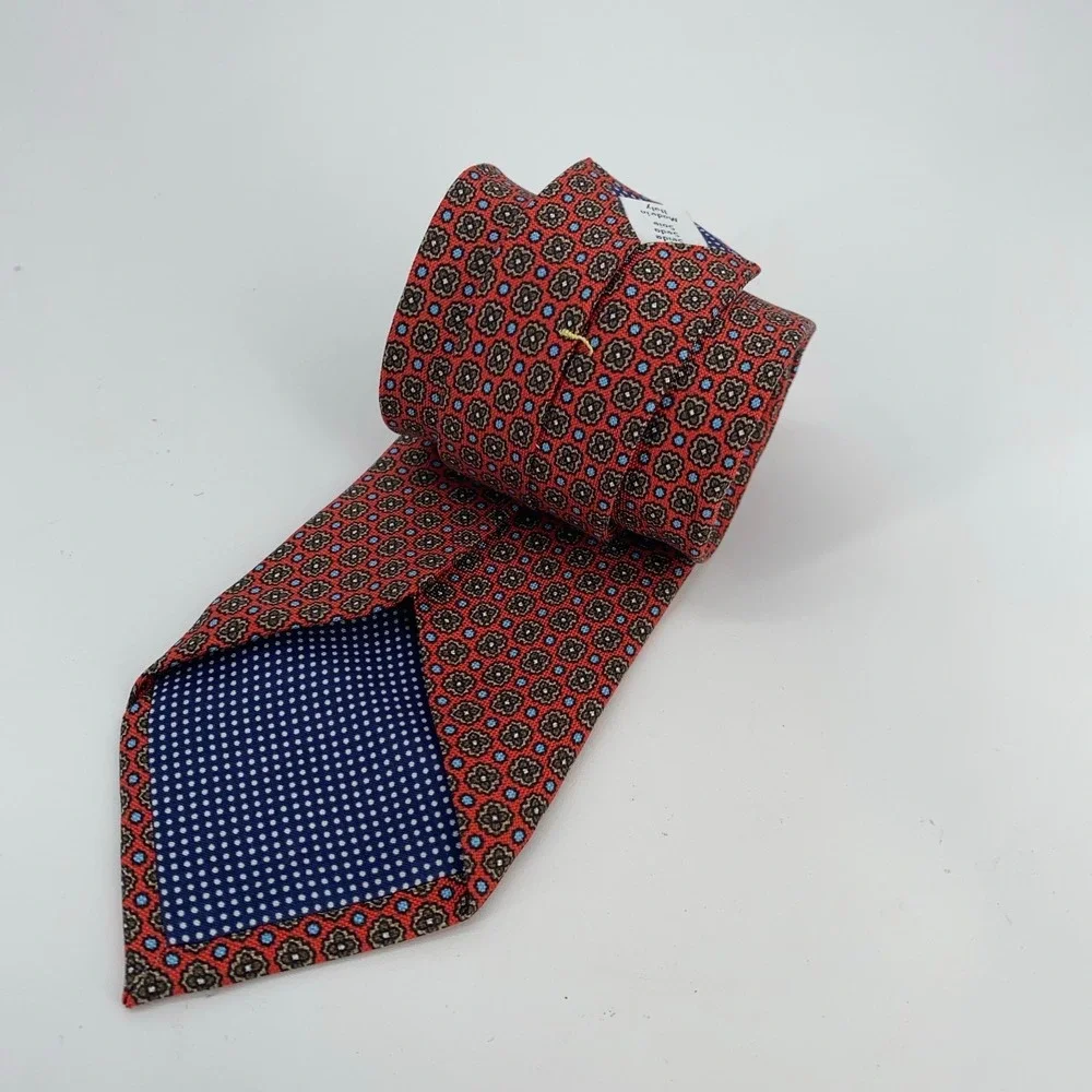 Eton Tie Mens One Size Multi Floral Silk Professional Luxury Necktie Italy Made